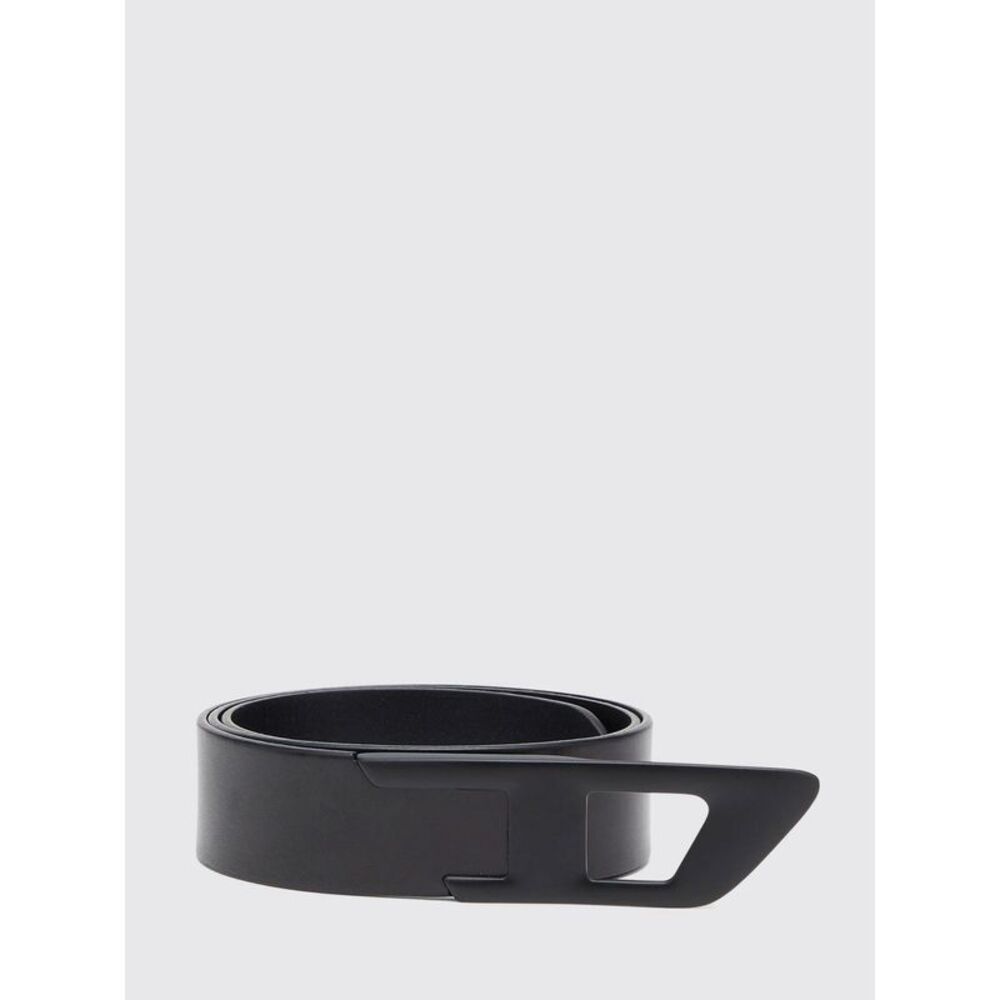 Diesel Men Adjustable Leather Belt Diesel With Oval D Logo Buckle